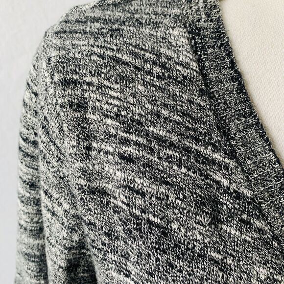 LOGO by Lori Goldstein Melange Cotton Cashmere Sweater V Neck Long Sleeve Grey S - Picture 5 of 10